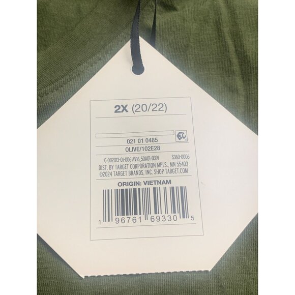 Ava & Viv Womens Plus Size Green Round Neck Short Sleeve Shirt Relaxed Fit 2X - Picture 7 of 7